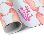 Aquarell-Seepferdchen-Korallen-Küsten-Geschenkpapi Geschenkpapier (Rolleneckpunkt)