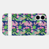 Aquarell-Seepferdchen-Monogramm Case-Mate iPhone Hülle (Rückseite (Horizontal))