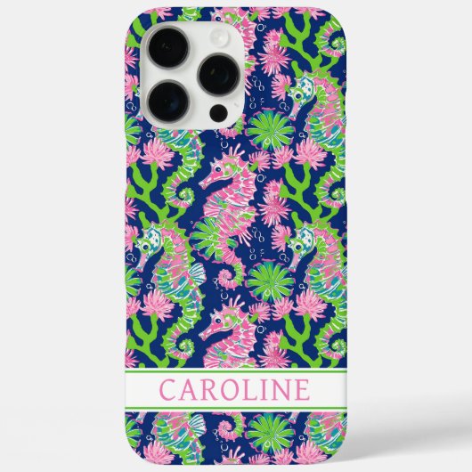 Aquarell-Seepferdchen-Monogramm Case-Mate iPhone Hülle (Rückseite)