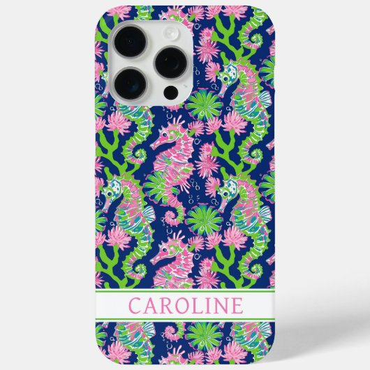 Aquarell-Seepferdchen-Monogramm  Case-Mate iPhone Hülle (Rückseite)