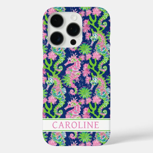 Aquarell-Seepferdchen-Monogramm  Case-Mate iPhone Hülle (Rückseite)