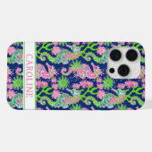 Aquarell-Seepferdchen-Monogramm iPhone Hülle (Rückseite (Horizontal))