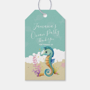 Aquarell-Seepferdchen-Ozean-Geburtstags-Dankeschön Geschenkanhänger