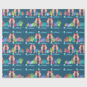 Aquarell-Seepferdchen-Ozean-Muster-Geschenkpapier Geschenkpapier