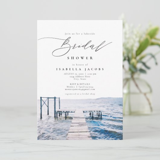 Aquarell Seepromenade Brautparty Einladung (Stehend Vorderseite)