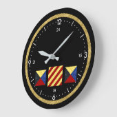 Aquarell-Seeseesignal-Flaggen-Monogramm Große Wanduhr (Winkel)