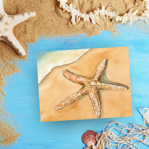 Aquarell-Seestern am Strand Postkarte
