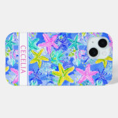 Aquarell-Seestern-Monogramm Case-Mate iPhone Hülle (Rückseite (Horizontal))