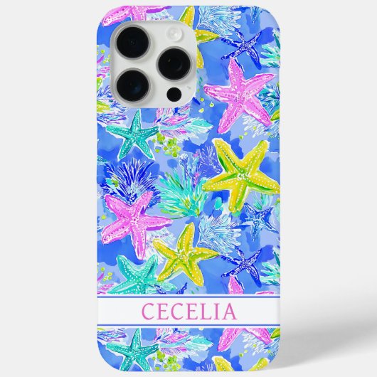 Aquarell-Seestern-Monogramm  Case-Mate iPhone Hülle (Rückseite)