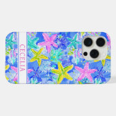 Aquarell-Seestern-Monogramm iPhone Hülle (Rückseite (Horizontal))