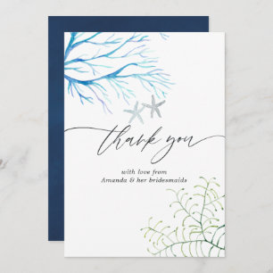 Aquarell Seetang Strand Gedecktes Brautparty Dankeskarte