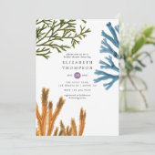 Aquarell Seetang Strand Gedecktes Brautparty Einladung (Stehend Vorderseite)