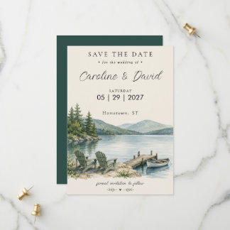 Aquarell Seeufer Outdoor Nature Hochzeit Save The Date