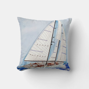 Aquarell-Segelboot Kissen