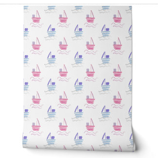 Aquarell-Segelboot-Maritime-Kinderzimmer-Tapete Tapete
