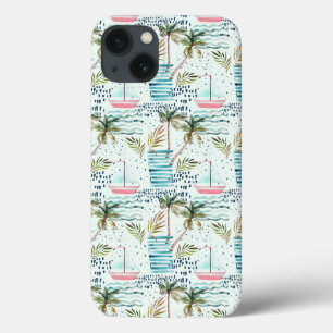 Aquarell-Segelboot mit Palme-Muster Case-Mate iPhone Hülle