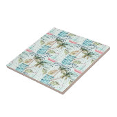 Aquarell-Segelboot mit Palme-Muster Fliese (Seite)