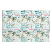 Aquarell-Segelboot mit Palme-Muster Kissenbezug (Rückseite-Links)