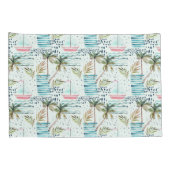 Aquarell-Segelboot mit Palme-Muster Kissenbezug (Rückseite-Rechts)