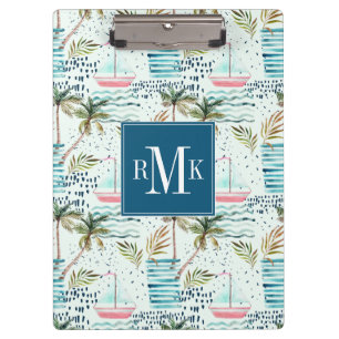 Aquarell-Segelboot mit Palme-Muster Klemmbrett
