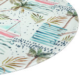 Aquarell-Segelboot mit Palme-Muster Schneidebrett (Ecke)