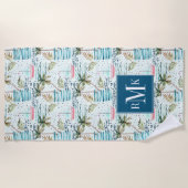 Aquarell-Segelboot mit Palme-Muster Strandtuch (Vorderseite)