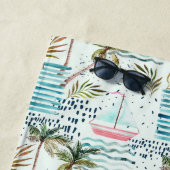 Aquarell-Segelboot mit Palme-Muster Strandtuch (Beispiel)