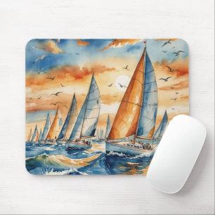Aquarell-Segelboot-Regatta Mousepad