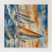 Aquarell-Segelboot-Regatta Puzzle (Horizontal)