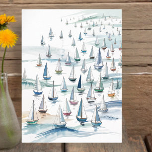 Aquarell-Segelboote auf See - Maritime Kunst Poster