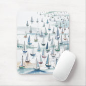 Aquarell-Segelboote auf See Nautical Mousepad (Mit Mouse)
