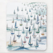 Aquarell-Segelboote auf See Nautical Mousepad (Vorne)