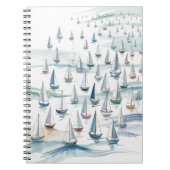 Aquarell-Segelboote auf See Nautical Notizblock (Vorderseite)
