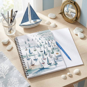 Aquarell-Segelboote auf See Nautical Notizblock