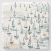 Aquarell-Segelboote auf See Nautical Steinuntersetzer (Vorderseite)