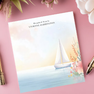 Aquarell-Segelschiff Floral Personalisiert Notizblock