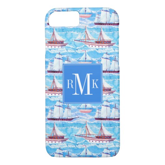 Aquarell-Segelschiff-Muster Case-Mate iPhone Hülle (Rückseite)