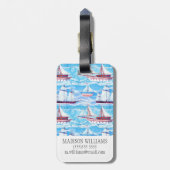 Aquarell-Segelschiff-Muster Gepäckanhänger (Rückseite vertikal)