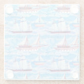 Aquarell-Segelschiff-Muster Glasuntersetzer (Rückseite)