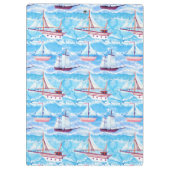 Aquarell-Segelschiff-Muster Klemmbrett (Rückseite)