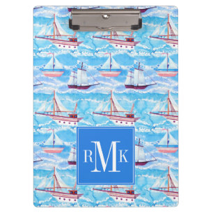 Aquarell-Segelschiff-Muster Klemmbrett