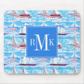 Aquarell-Segelschiff-Muster Mousepad (Vorne)