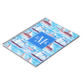Aquarell-Segelschiff-Muster Notizblock (Linke Seite)
