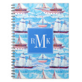 Aquarell-Segelschiff-Muster Notizblock (Vorderseite)