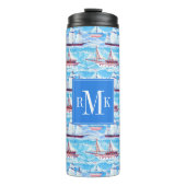 Aquarell-Segelschiff-Muster Thermosbecher (Vorderseite)