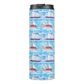 Aquarell-Segelschiff-Muster Thermosbecher (Rückseite)