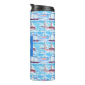 Aquarell-Segelschiff-Muster Thermosbecher (Nach rechts gedreht)