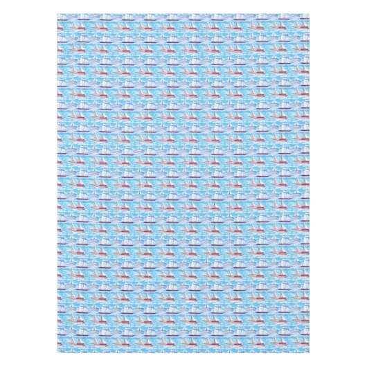 Aquarell-Segelschiff-Muster Tischdecke (Vorderseite)