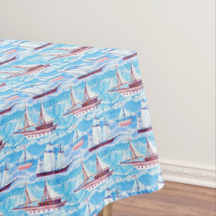 Aquarell-Segelschiff-Muster Tischdecke