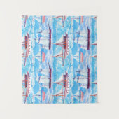 Aquarell-Segelschiff-Muster Wandteppich (Vorderseite)